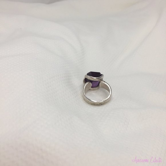 Handcrafted Silver Free-Form Color-Changing Sapphire Ring - Sz 6 - Picture 6 of 13